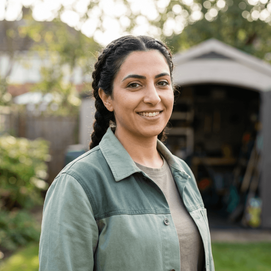 Laura Mendez in casual clothes standing on a green lawn in Dallas, smiling