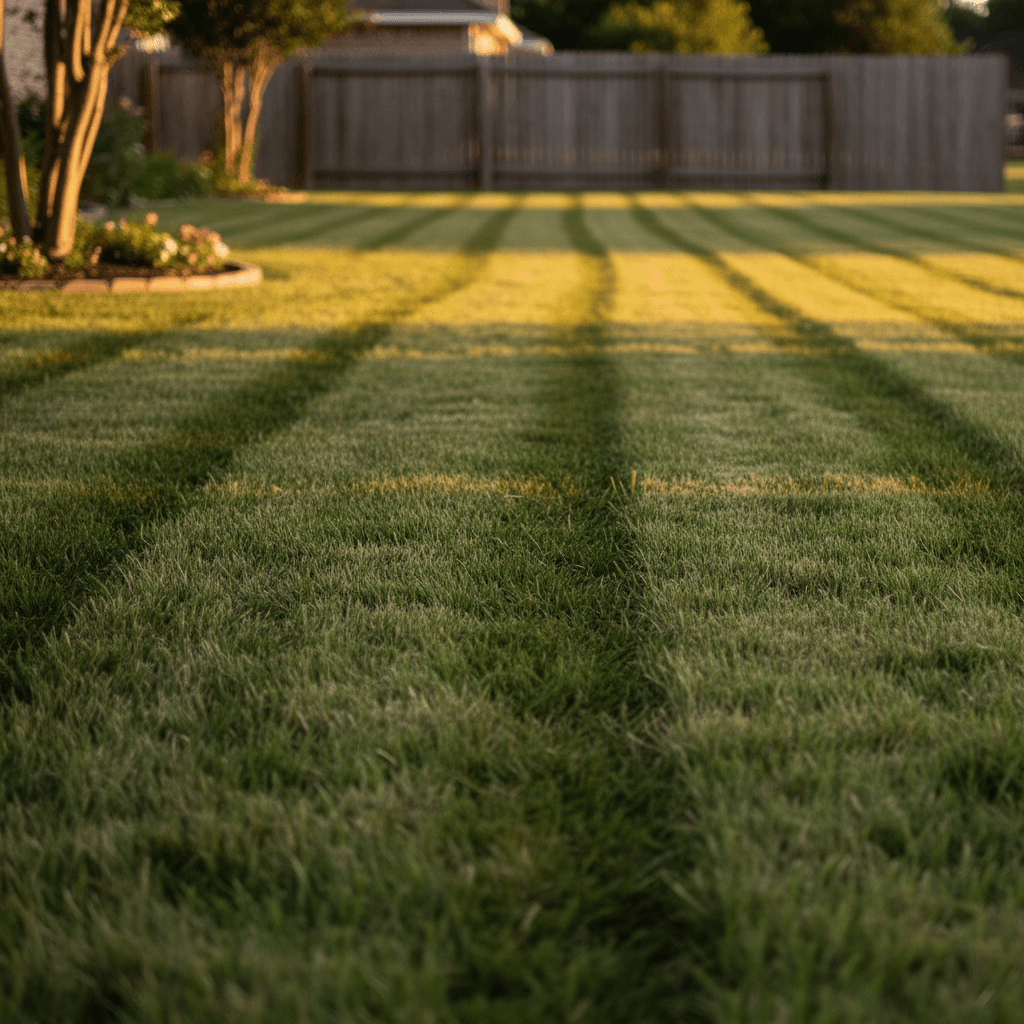 Freshly mowed lawn with clean lines